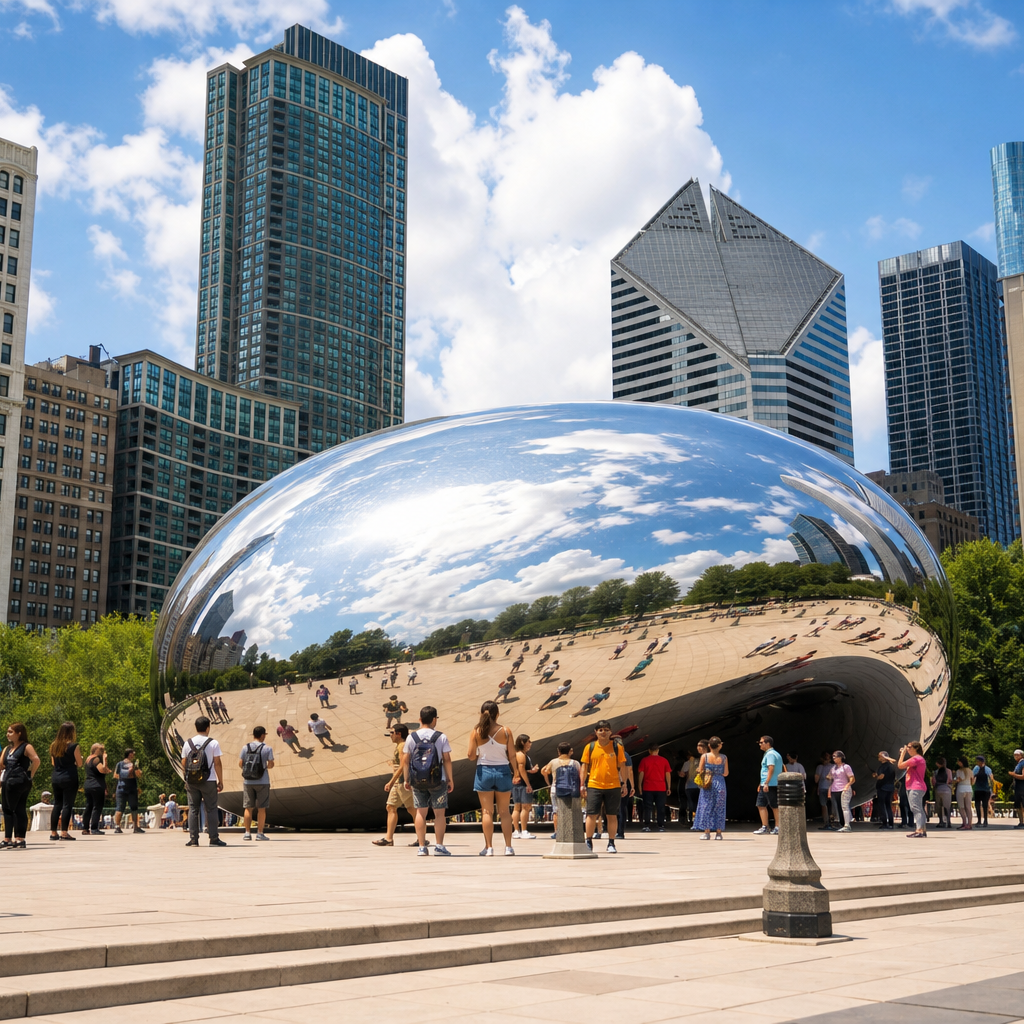 Chicago Skyline with the Bean-1